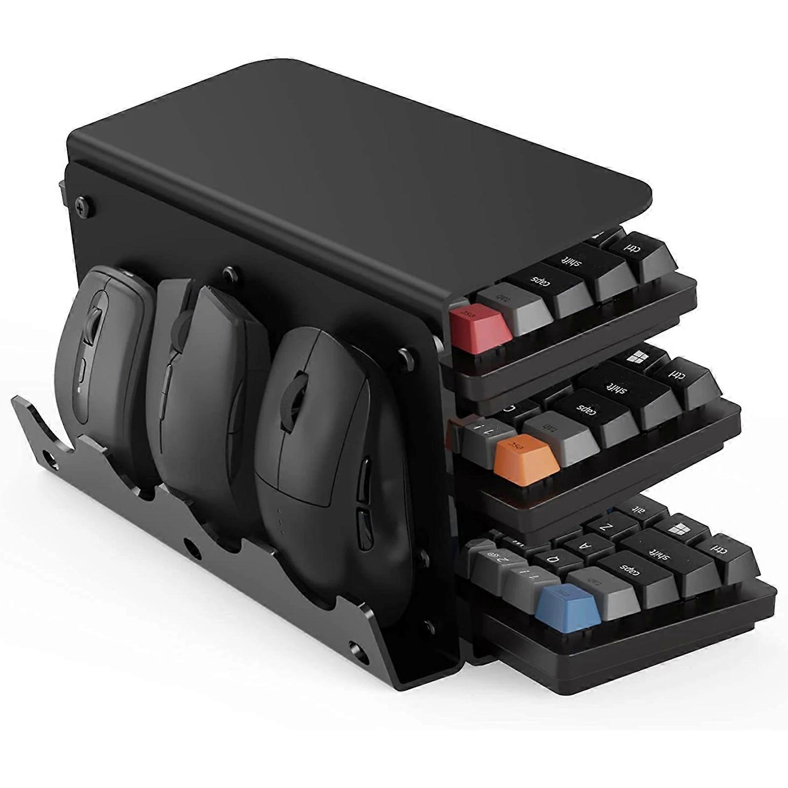 Sturdy 3 Tiers Keyboard Mouse Desktop Stand Keep Keyboards Within Reach Showcase Keyboards in Style Perfect for Gaming Multicolor