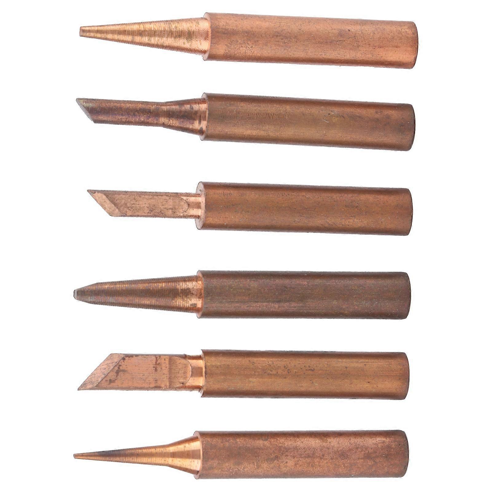 6Pcs Solder Tips Externally Heated Pure Copper Welding Head Replacement Soldering Station Tool
