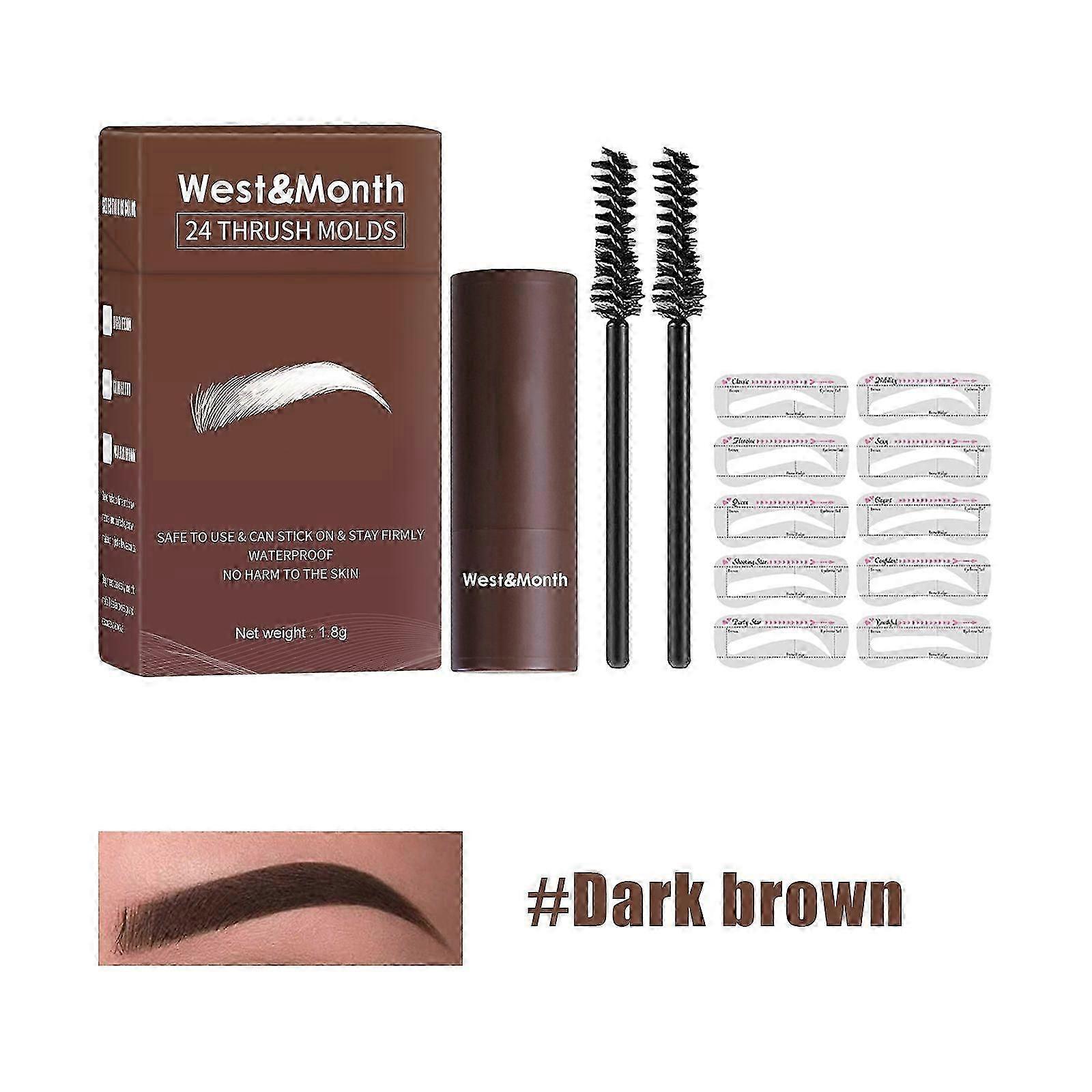 24 Thrush Molds, Lazy Brow Print Eyebrow Powder Set Durable Waterproof, Sweat Resistant, Makeup Free And Smudge