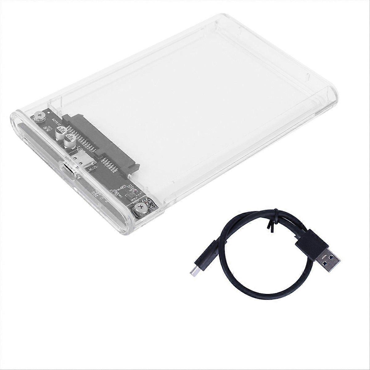 USB 3.1/Type C External Hard Drive Enclosure Tool-Free Clear HDD SSD Cable Included for 2.5 Inch 7m