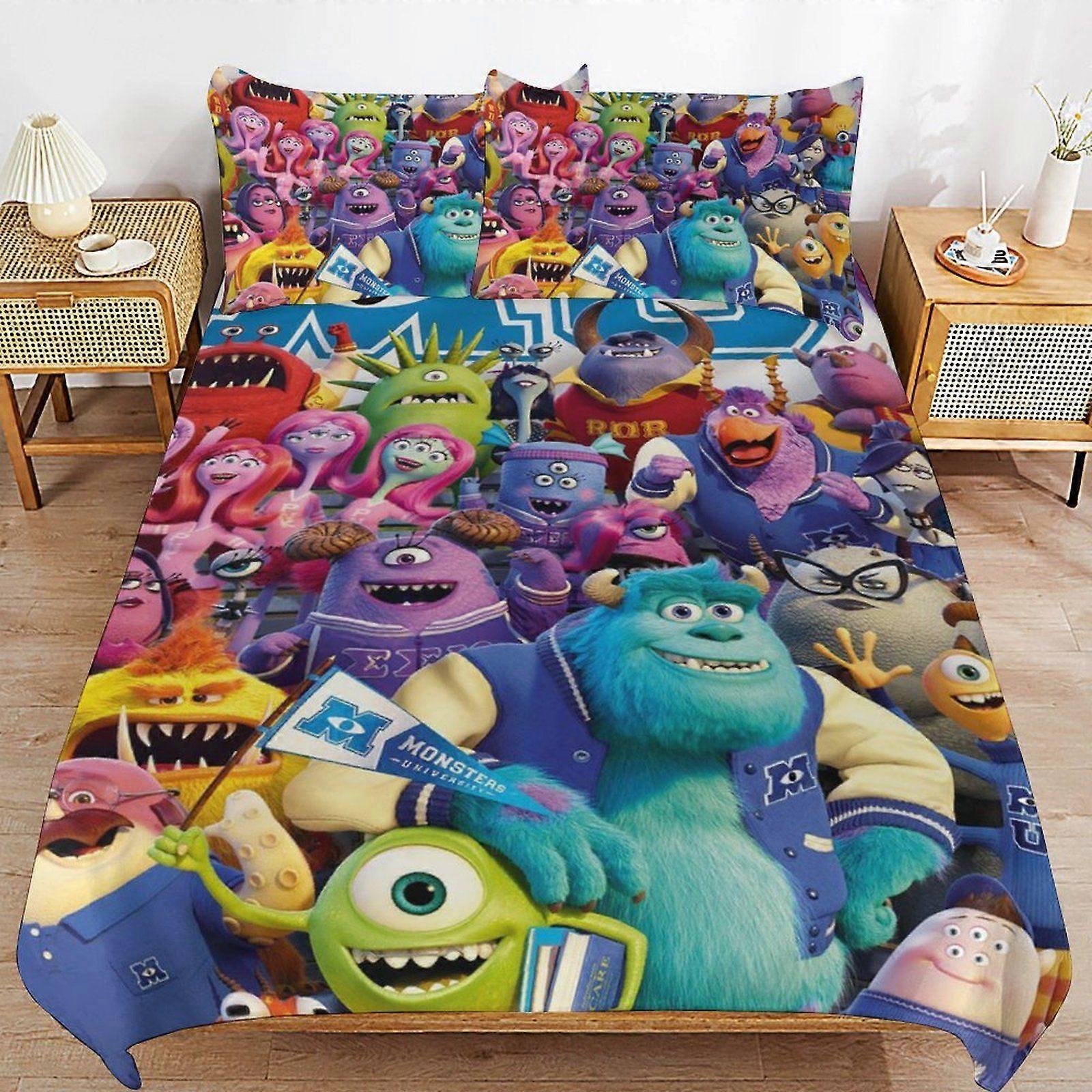 o163 Monsters, Inc Luxurious Soft Feel Durable Weave Structure for Cozy Sleep Duvet Cover Sets with Zipper Access d163