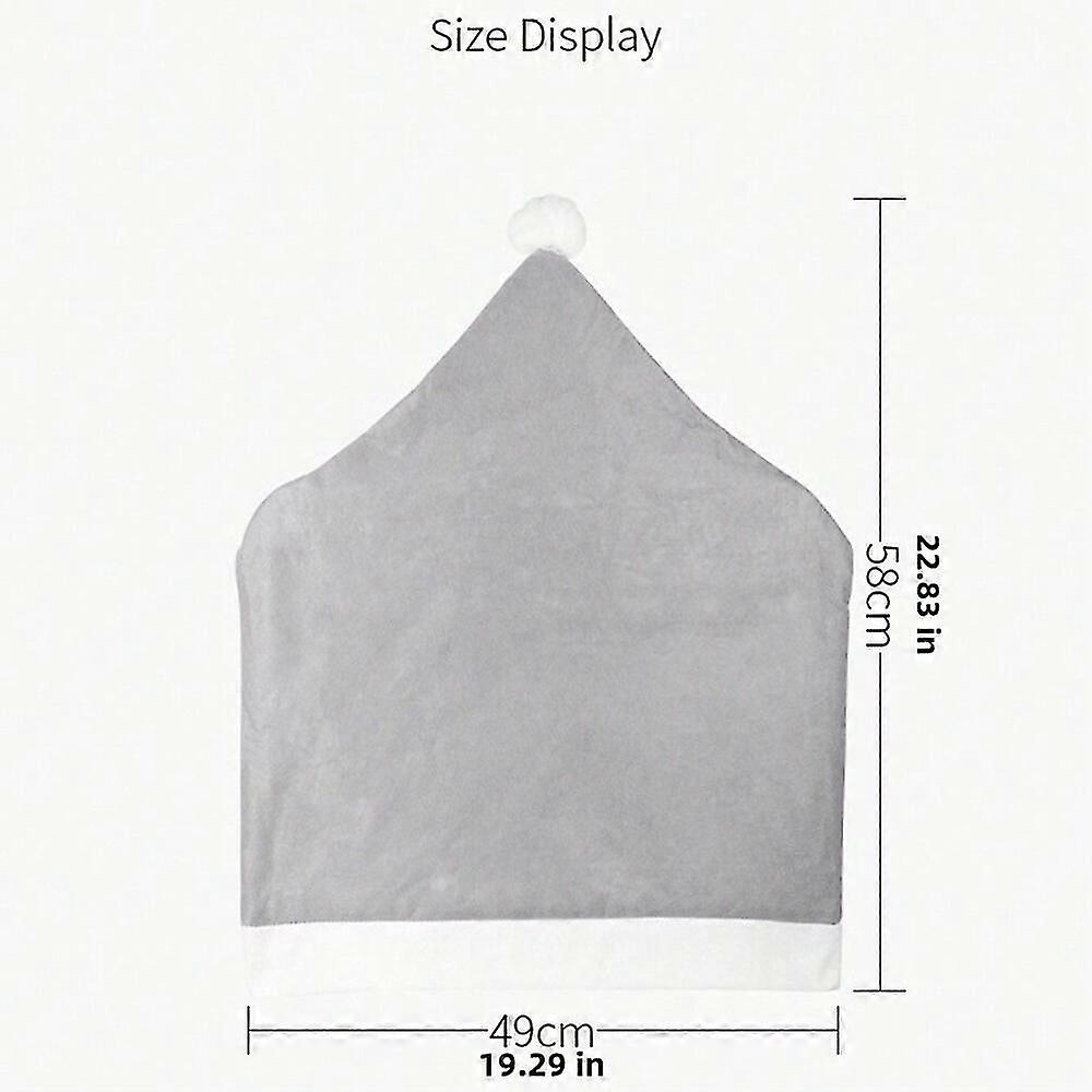 European style Christmas red woven Christmas chair cover Christmas table decoration Christmas hat soft gray feel