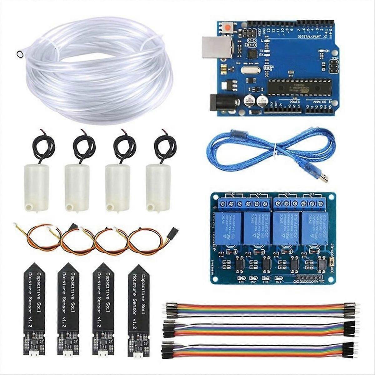4-Way Auto Watering DIY Kit with Motherboard for R3 4-Way Relay Auto Watering Garden Flower Kit