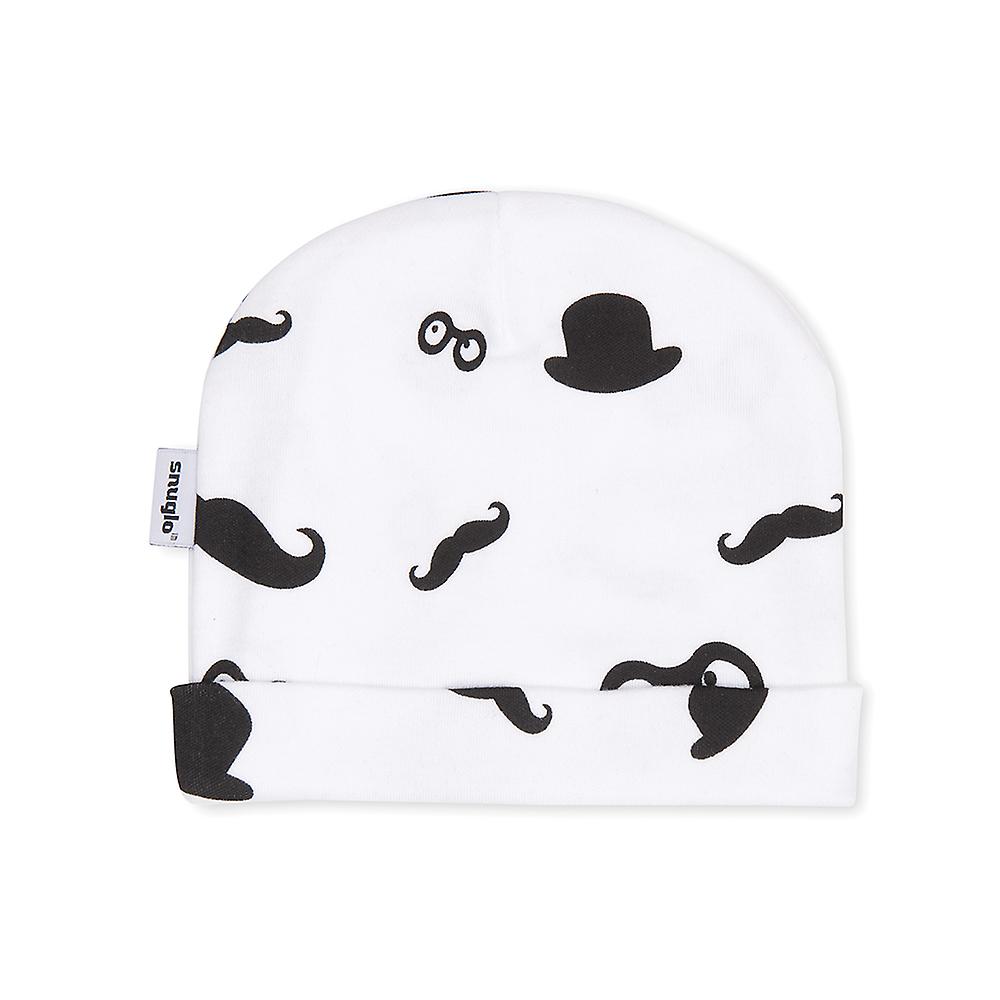 Moustache Pattern Beanie Hat-White