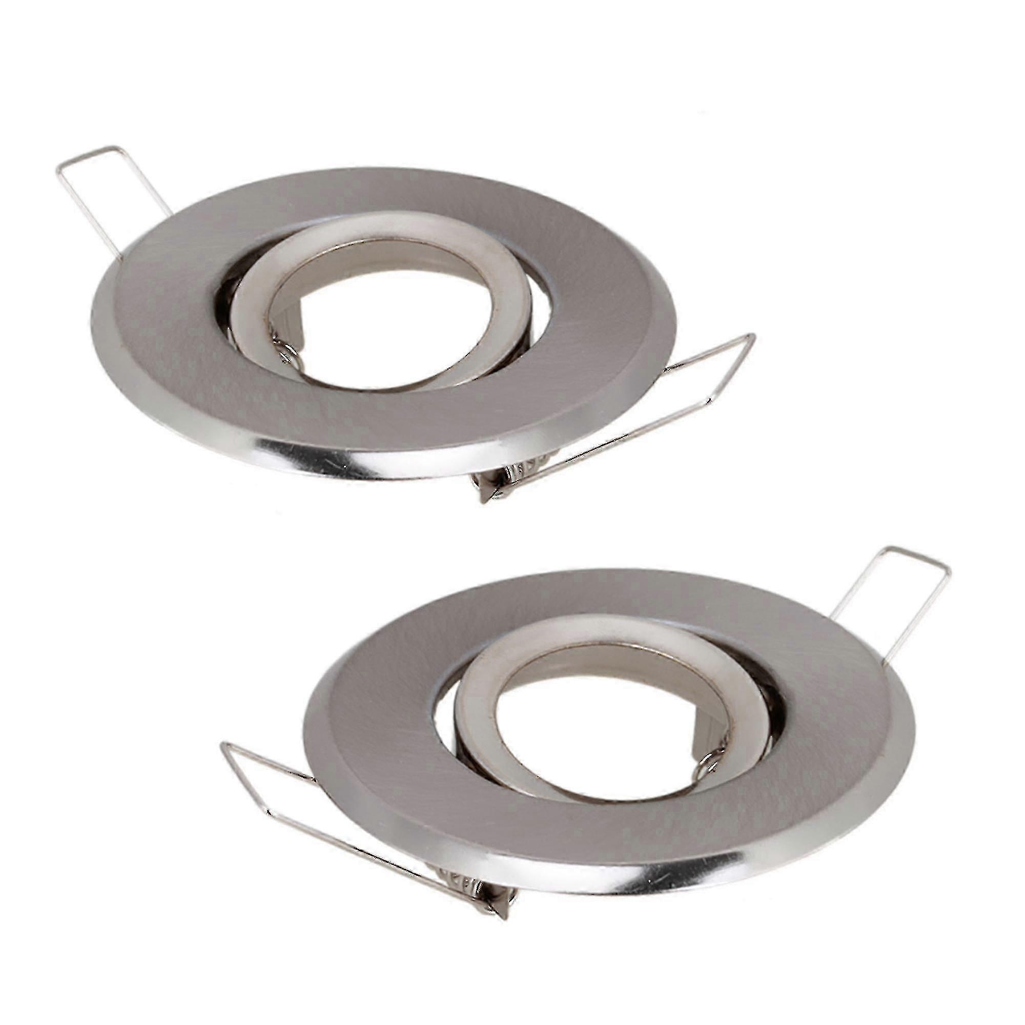 2 X Mr11 Downlight Fitting Gimble Satin Chrome With Lamp Holder 70mm