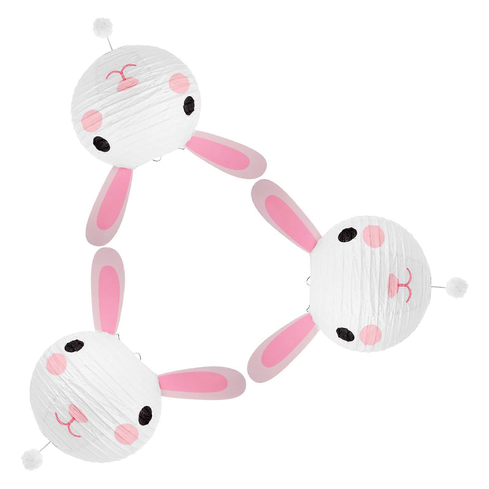 Cute Bunny Lanterns Paper Decorations for Easter Party 3Pcs Pack