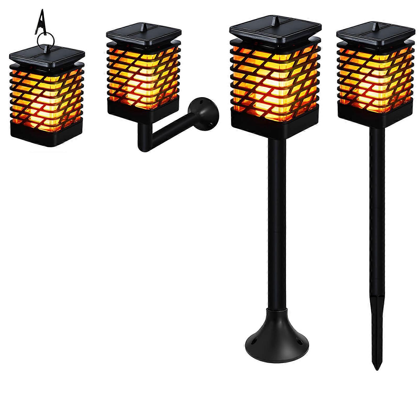 Automatic Solar Flame Lantern for Patio Waterproof Wall Mount Design Realistic Fire Simulation Safe for Kids and Pet Multicolor