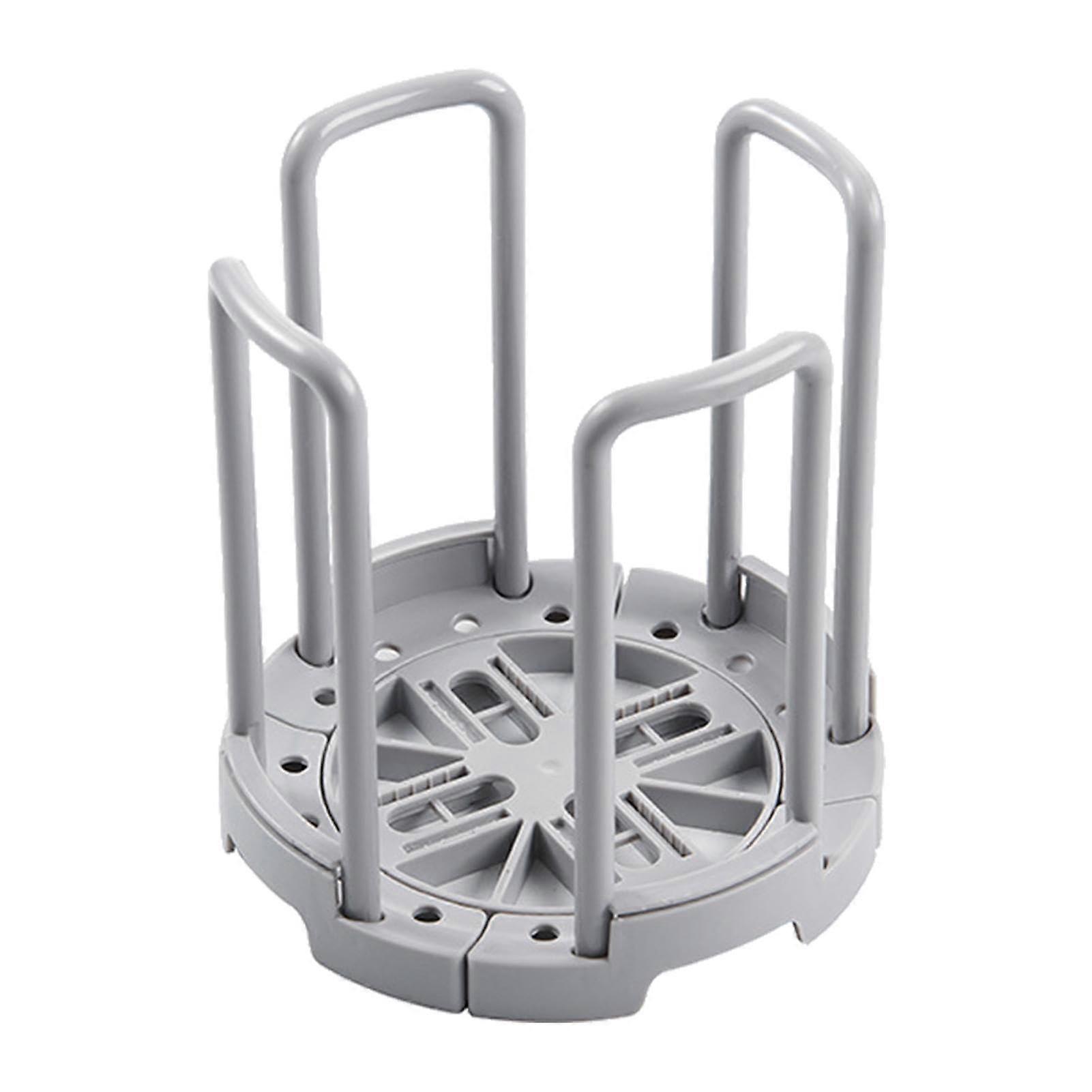 Plate Organizer Telescopic Drying Rack for Kitchen Counter with Cup Holder Grey