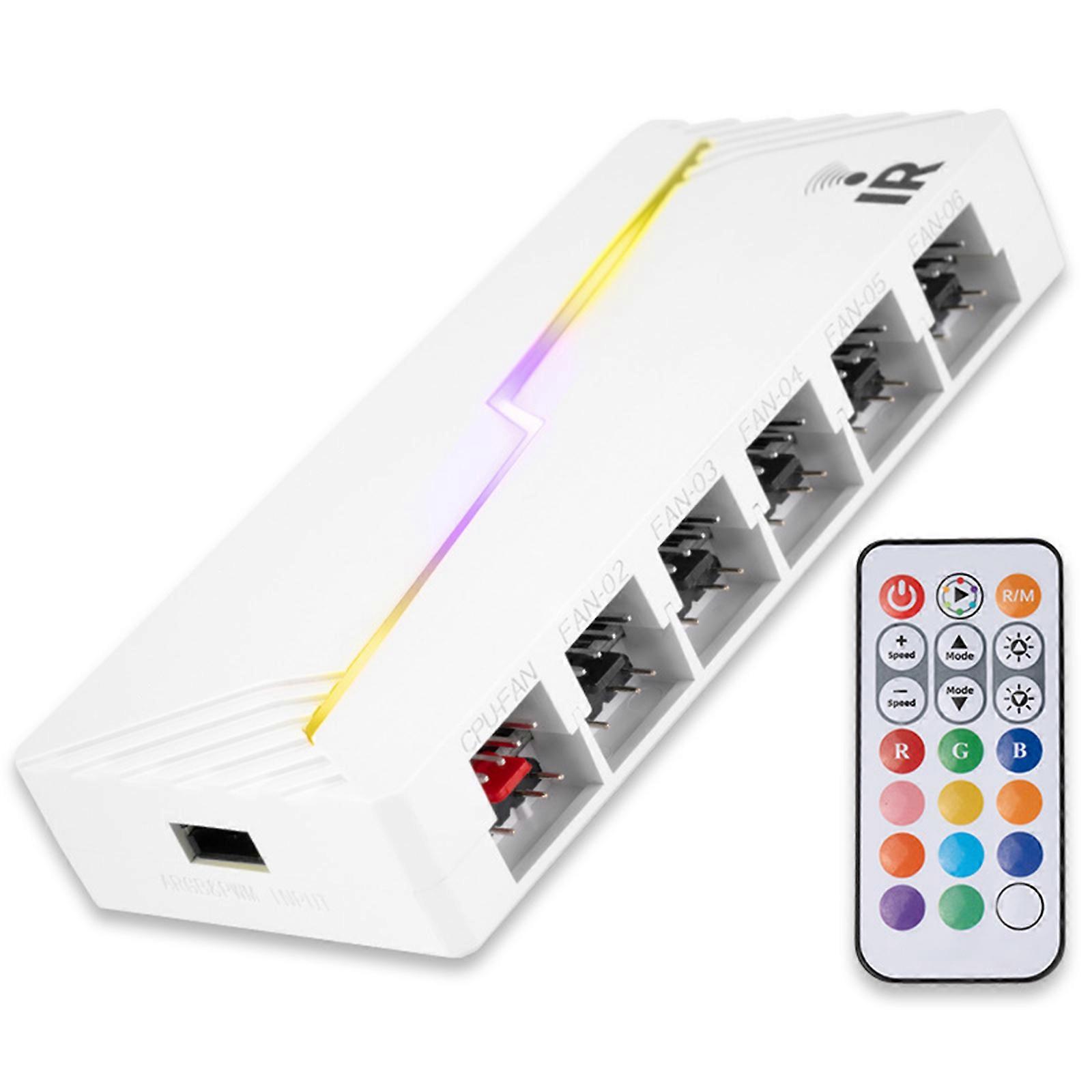 Double 12 Pin ARGB and PWMs PC Fan Hubs Supporting 24 Devices And Intelligent RPM Controls For System Performances  White