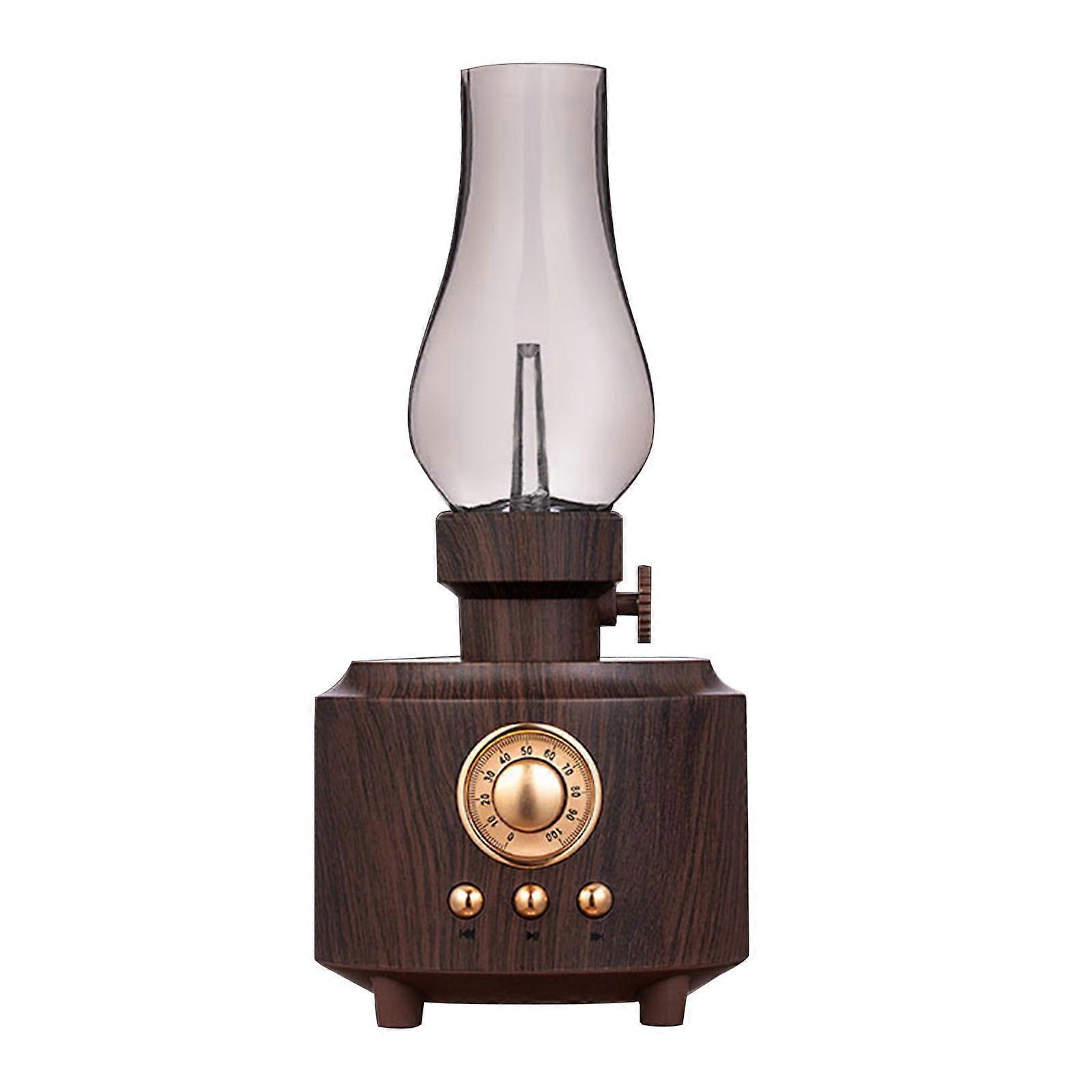 PAVEOS Kerosene Lamp Bluetooth Audio Vintage FM Wireless Radio Plug-in Outdoor Night Light Audio Bluetooth Audio Receiver Suitable for Home Use Brown