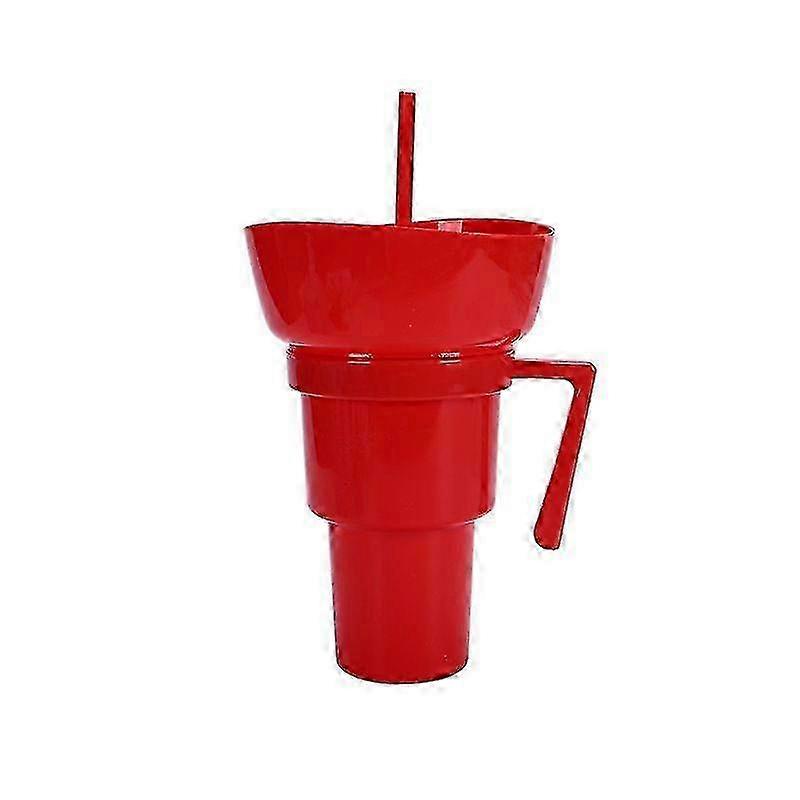 Popcorn Cup with Handle 2 in 1 Cup Bowl Combo with Straw Travel Snack & Drink Cup Leakproof Snack Cup Multiple Functions Cup Reusable PVC Snack and Dr