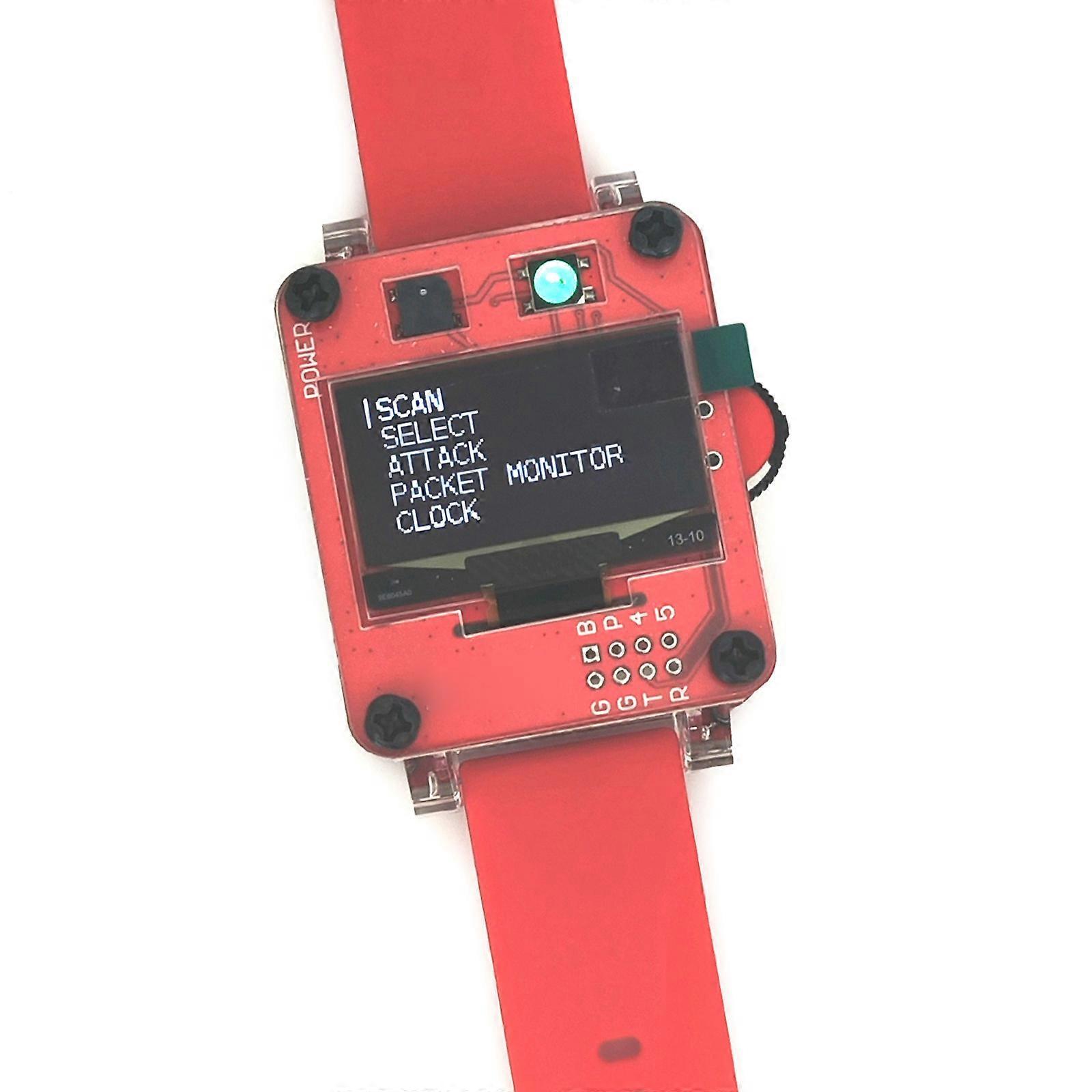 Networking Security Tester Watch  Equipped, with OLED Display for WiFi Analysis  Red