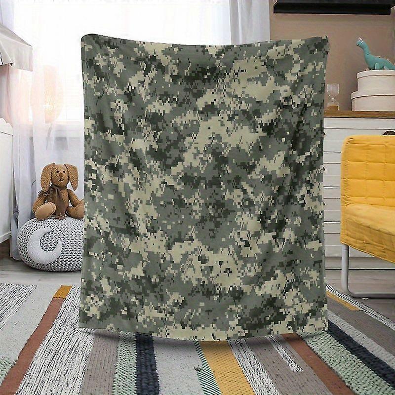 Ultra-Soft Camouflage Digital Print Flannel Blanket - All-Season Machine Washable Polyester Throw for Sofa, Bed, Travel -jghds9