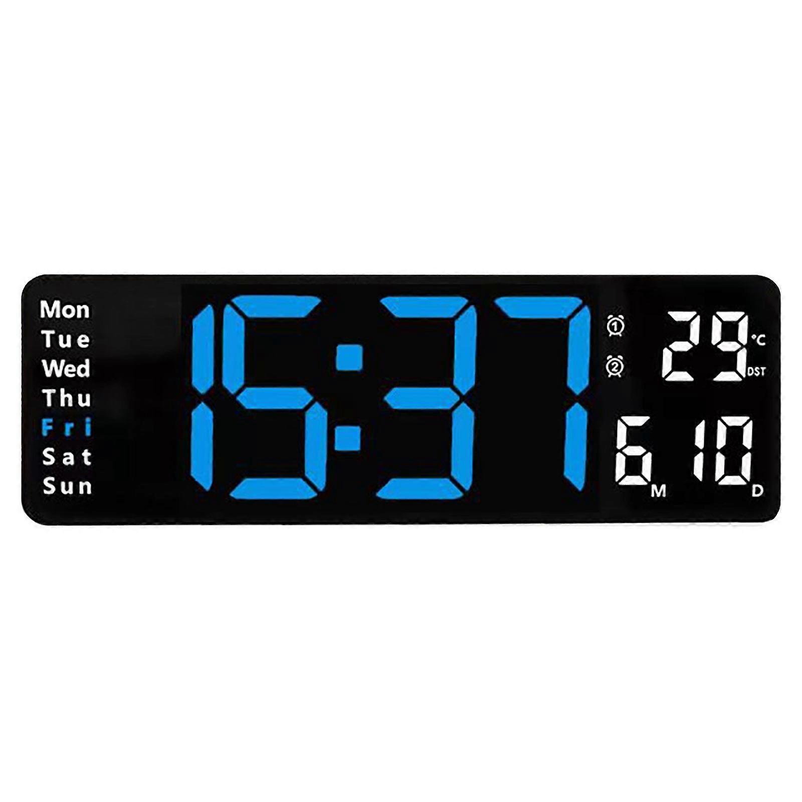 Large LED Digital Wall Clock Temperature Date Day Display USB Remote Control Clock I