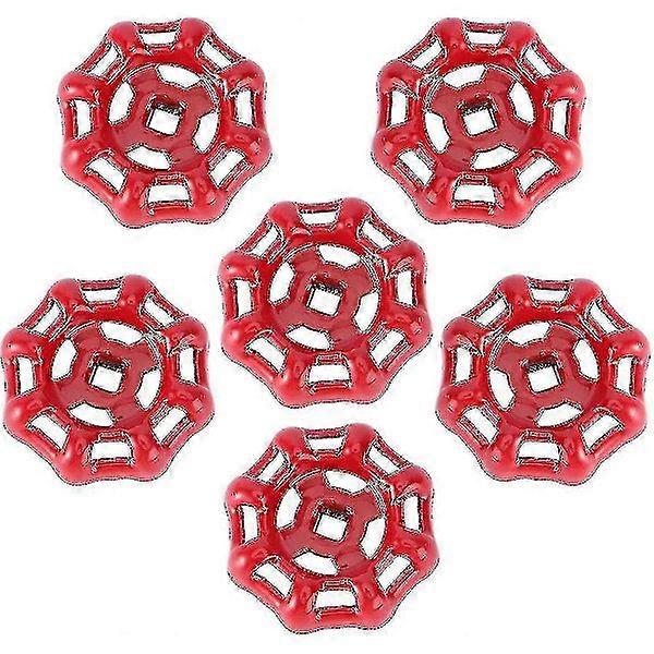 6pcs Faucet Handle Valve Stch Handle, Replacement Knob Gate Valve, Red 5*5cm