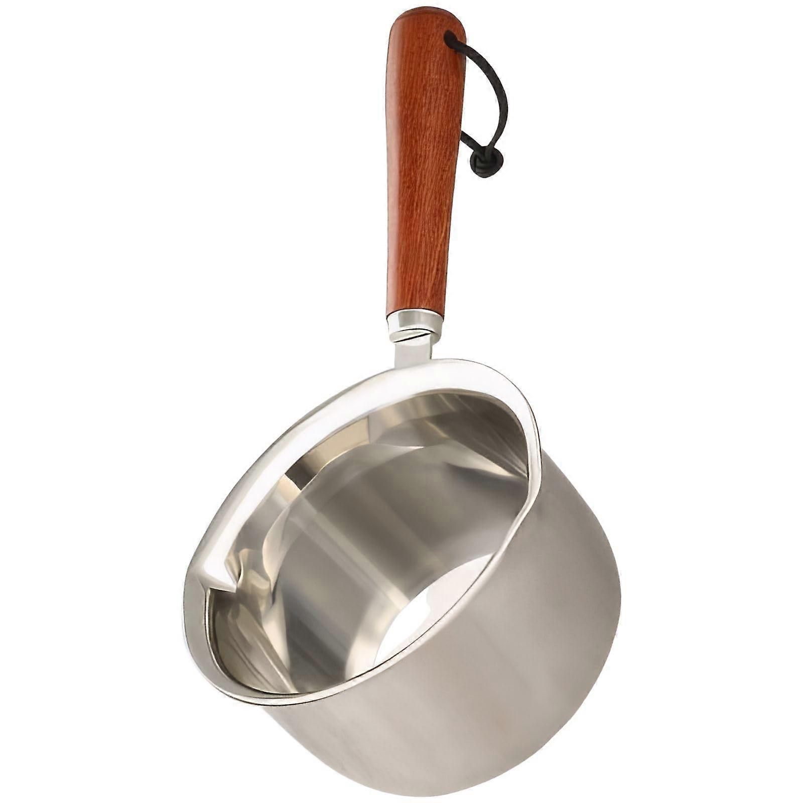 Stainless Steel Oil Splatter Pot with Double Spout for Frying and Heating Oils 20x10.6x5.6 cm