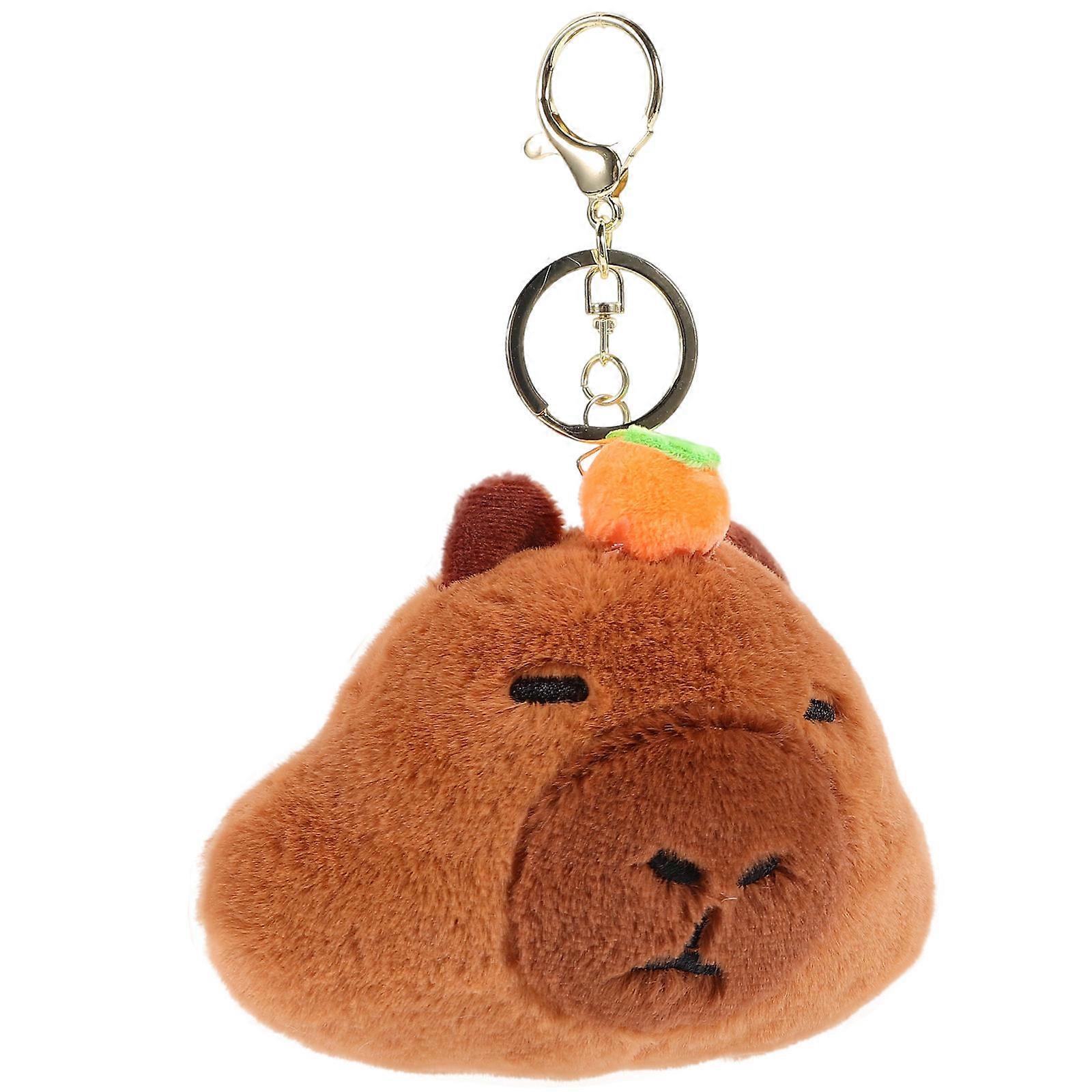 Brown Plush Capybara Pendant for Decor Stuffed Hanging Keychain