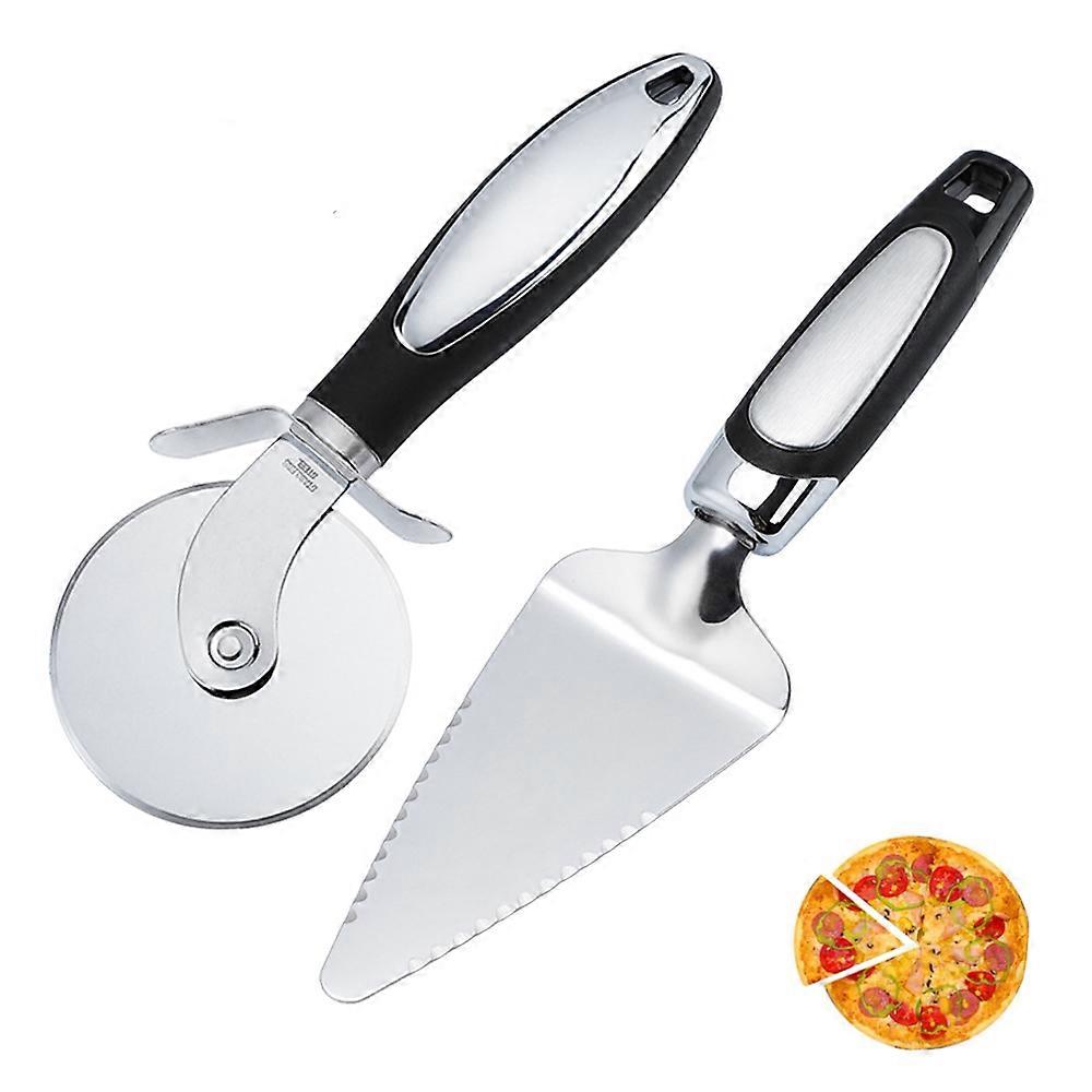 Pizza Cutter Wheel and Pie Server Spatula Set, Stainless Steel Pizza Slicer with Pizza Server Spatula