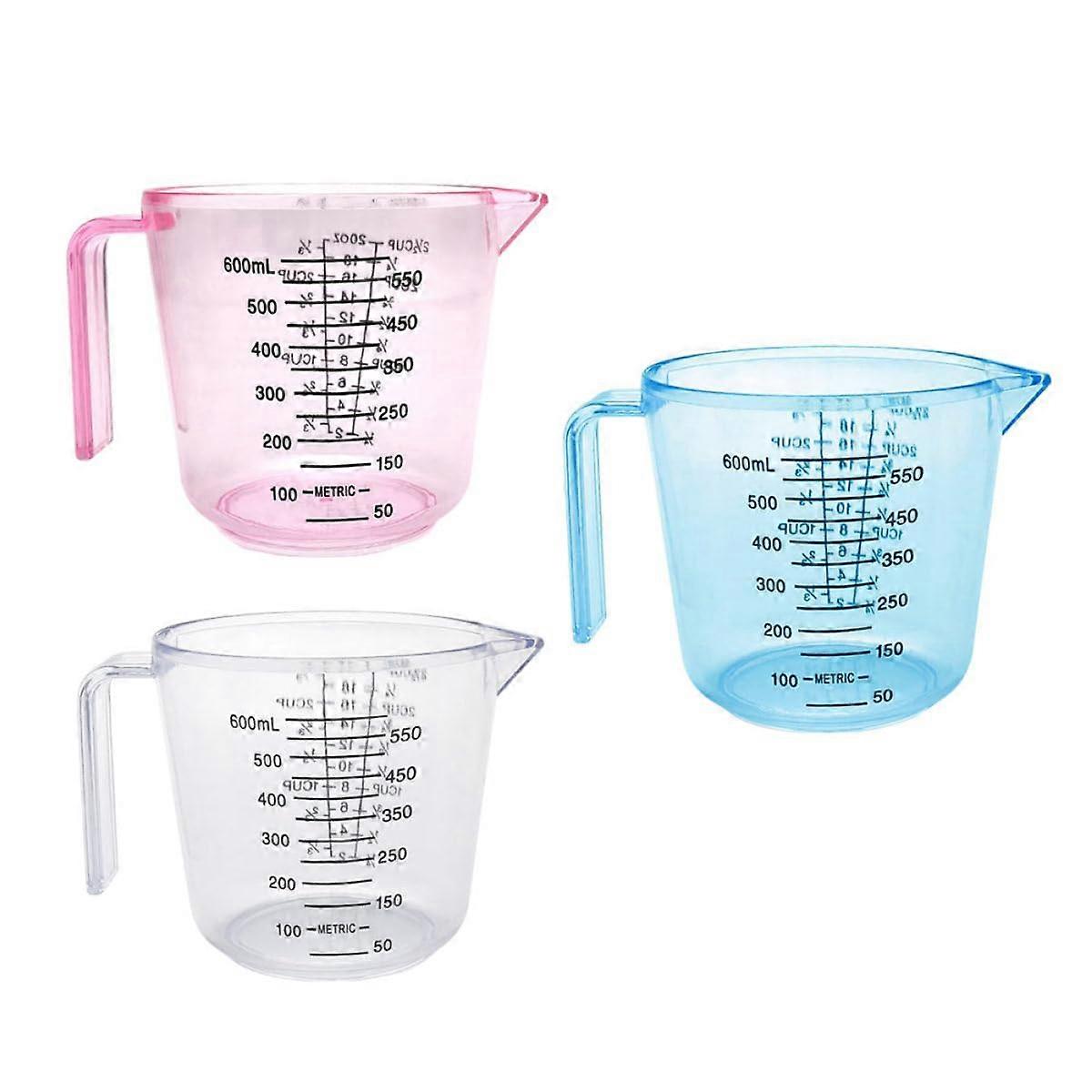 3pcs Large Capacity Blue Plastic Measuring Cups with Accurate Scale for Kitchen Baking and Drinks
