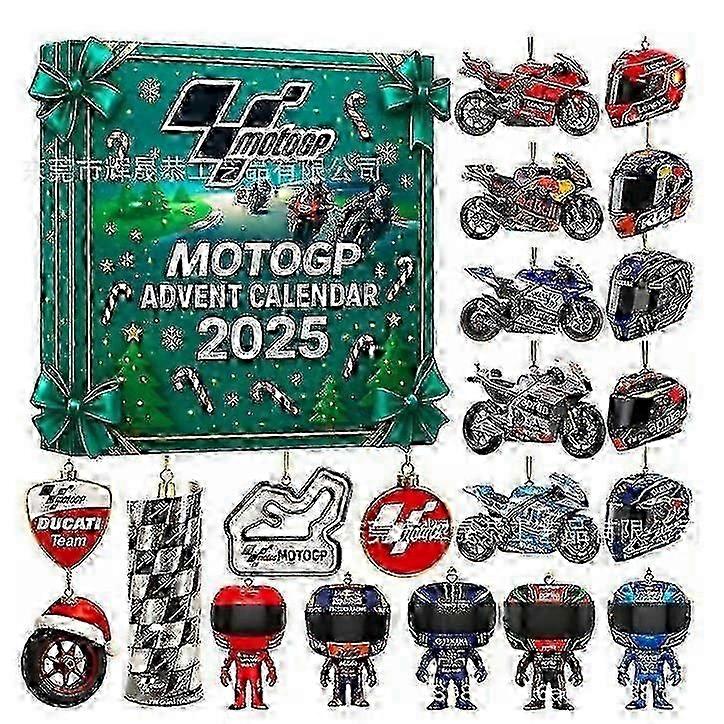 تقويم مجيء الدراجات النارية لعام ٢٠٢٥ - هدية العد التنازلي لعيد الميلاد لمدة ٢٤ يومًا، هدية ممتعة لمحبي الدراجات النارية وراكبيها، دراجة نارية أكريليك ثنائية الأبعاد، ديكور للعطلات