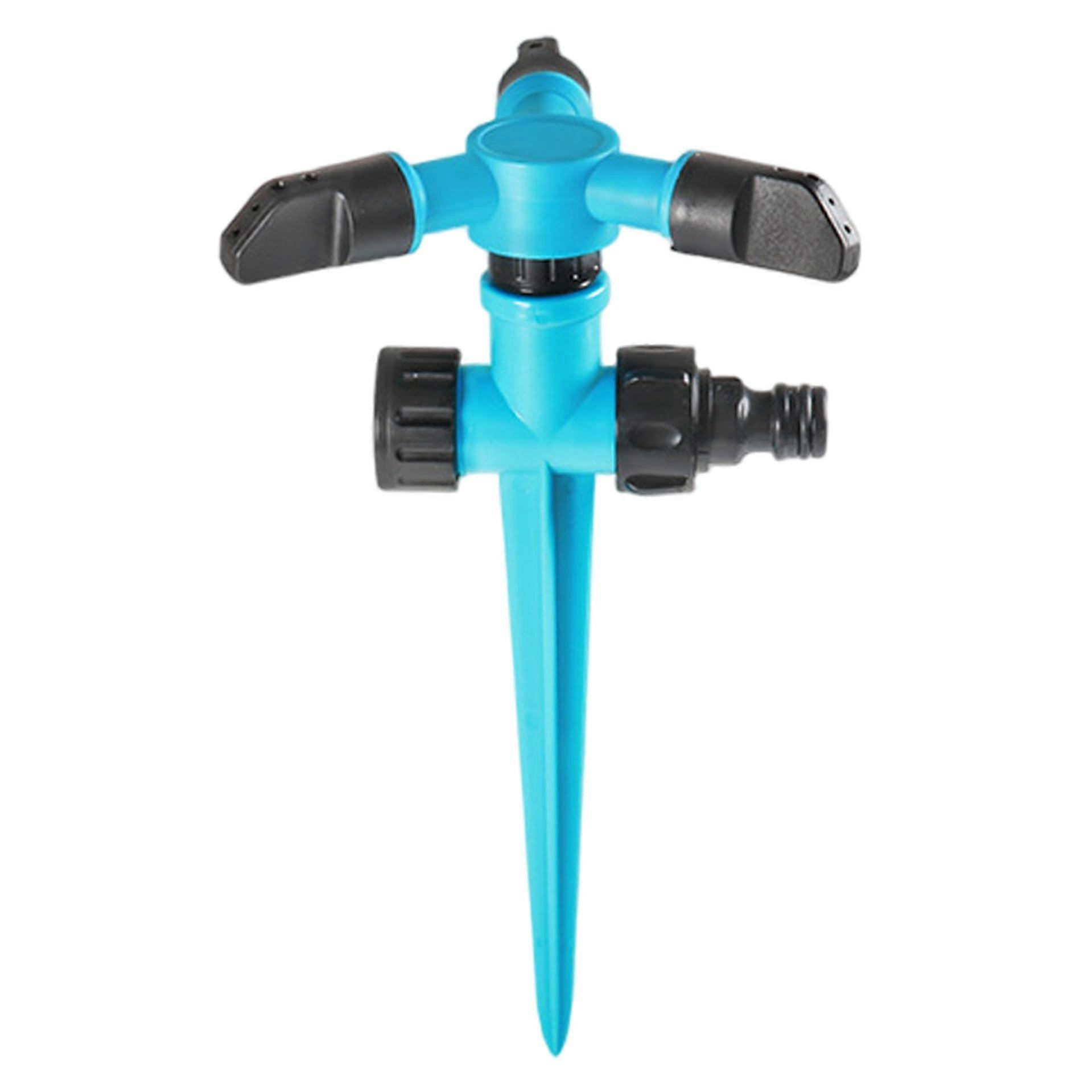 Lawn Sprinkler 360° Automatic Rotation with Adjustable Water Flow and Stable Ground Plug Base