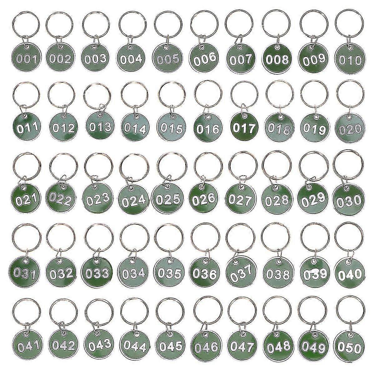 50 Pcs Stainless Steel Keychain Numbered Key Tags Metal Tags Number Keychain Metal Numbered Tags Round Numbered Tags