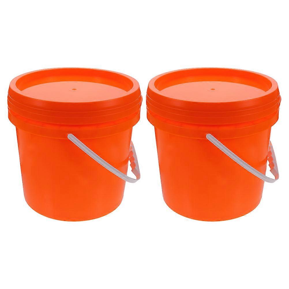 Plastic Paint Bucket with Handle for Storage Use 2Pcs Orange Paint Container