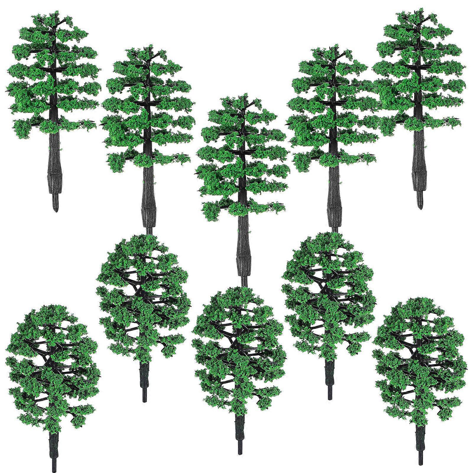 Model Tree Set Plastic Miniature Trees for Decoration 10Pcs Green