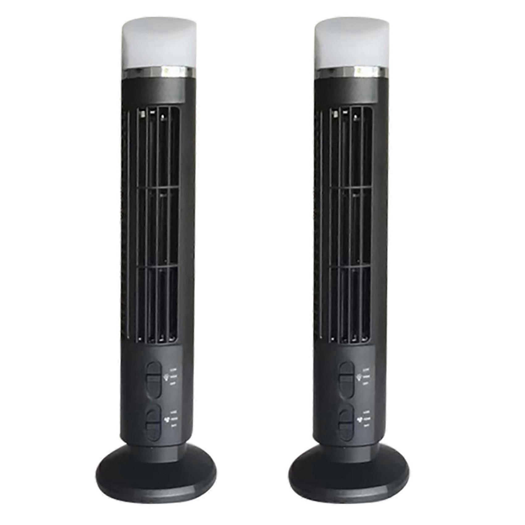 2X Portable Air Cooler Fan,Streamlined Tower Fan with LED,Powerful Wind,Space-Saving, USB Interface Black