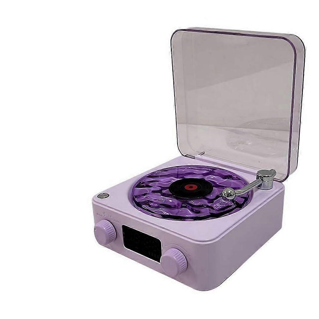 Vinyl Bluetooth Speaker, Vintage Record Style, Adjustable Ambient Lights, Four Modes, Purple