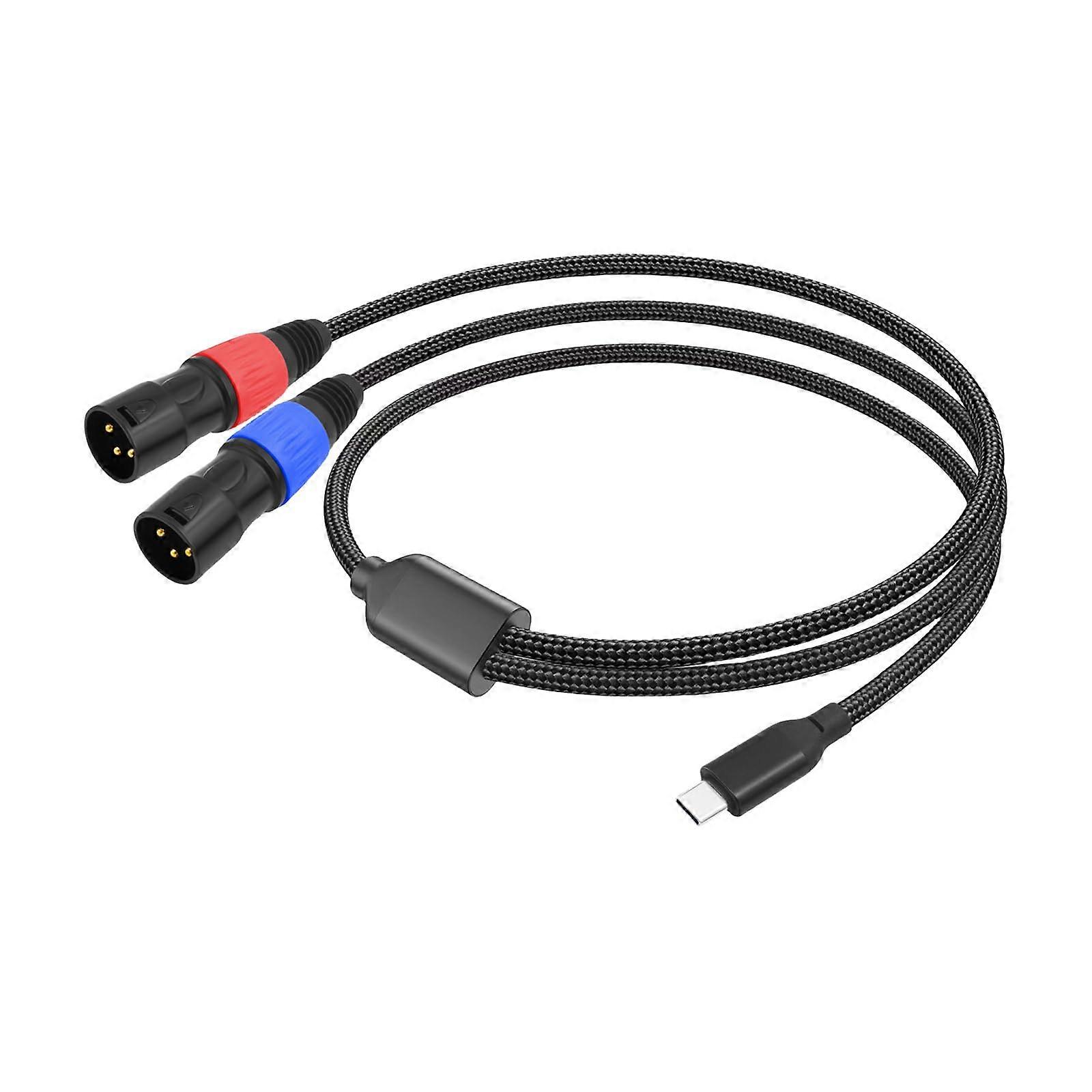 USB C To Double 3Pin Sound Cable Type C To 3Pin Male Output Stereo Cord 3Pin To USB C Adapter For Amplifier