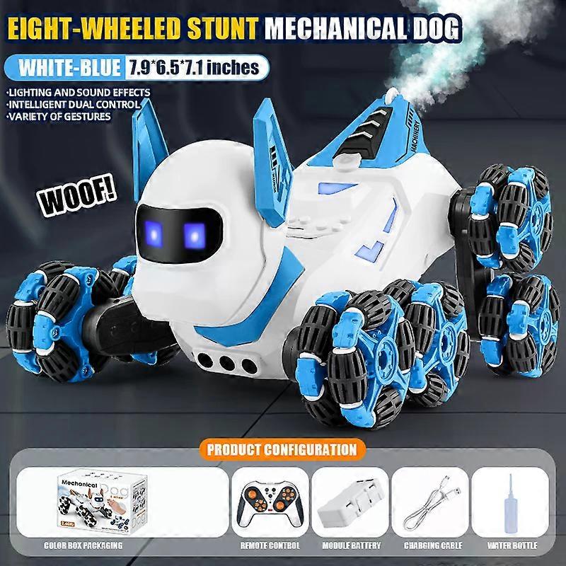 Jouet de voiture de chien Robot RC cascadeur �� huit roues 2.4G voitures t��l��command��es Radio avec pulv��risation de cascade musicale jouet ��l