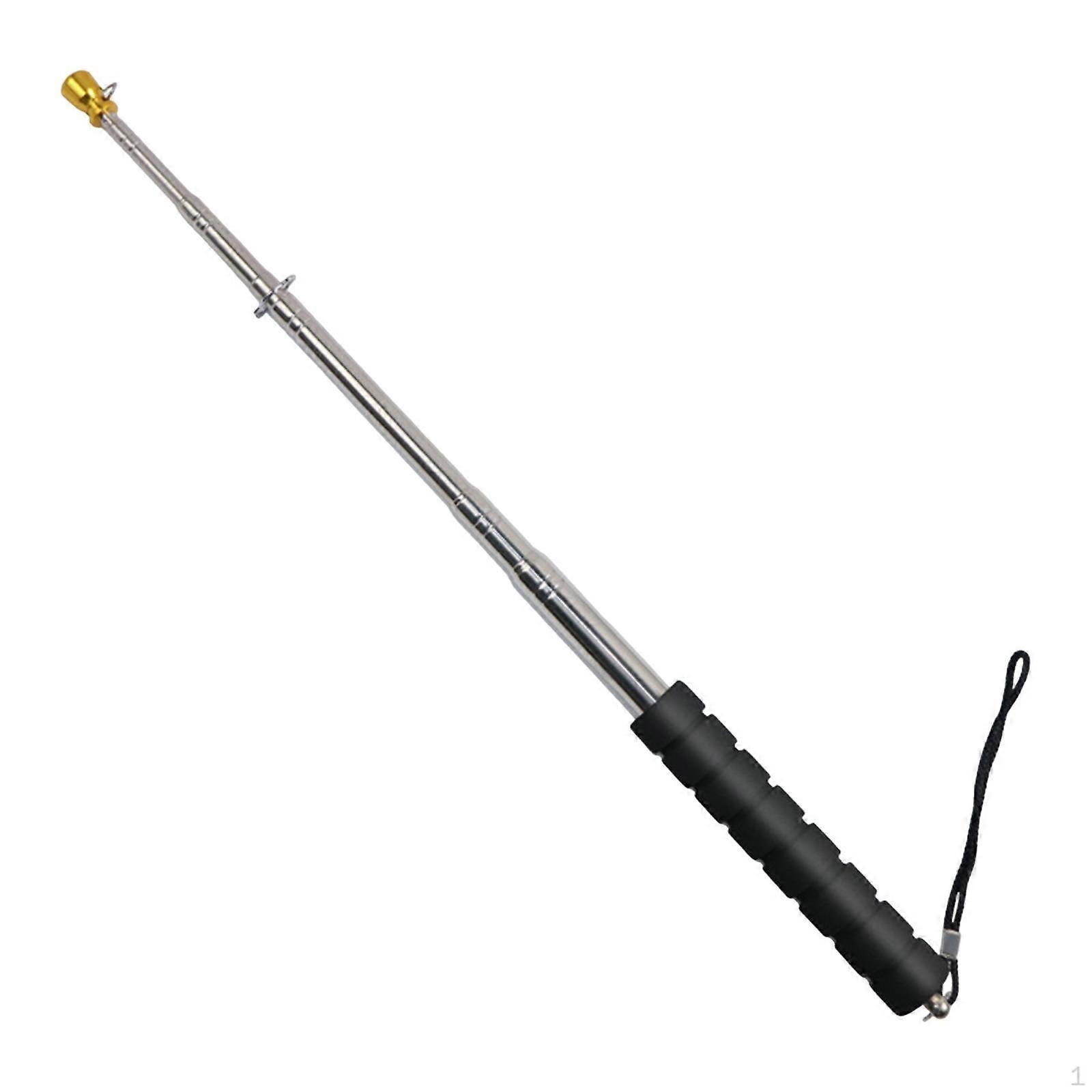 Handheld Flag Pole Stainless Steel Adjustable Telescopic Banner Pointer Nonslip Grip Portable