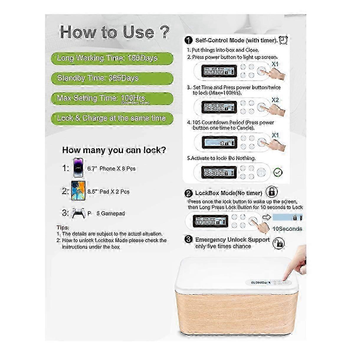 Timed lock box for phones and video games with secure timer