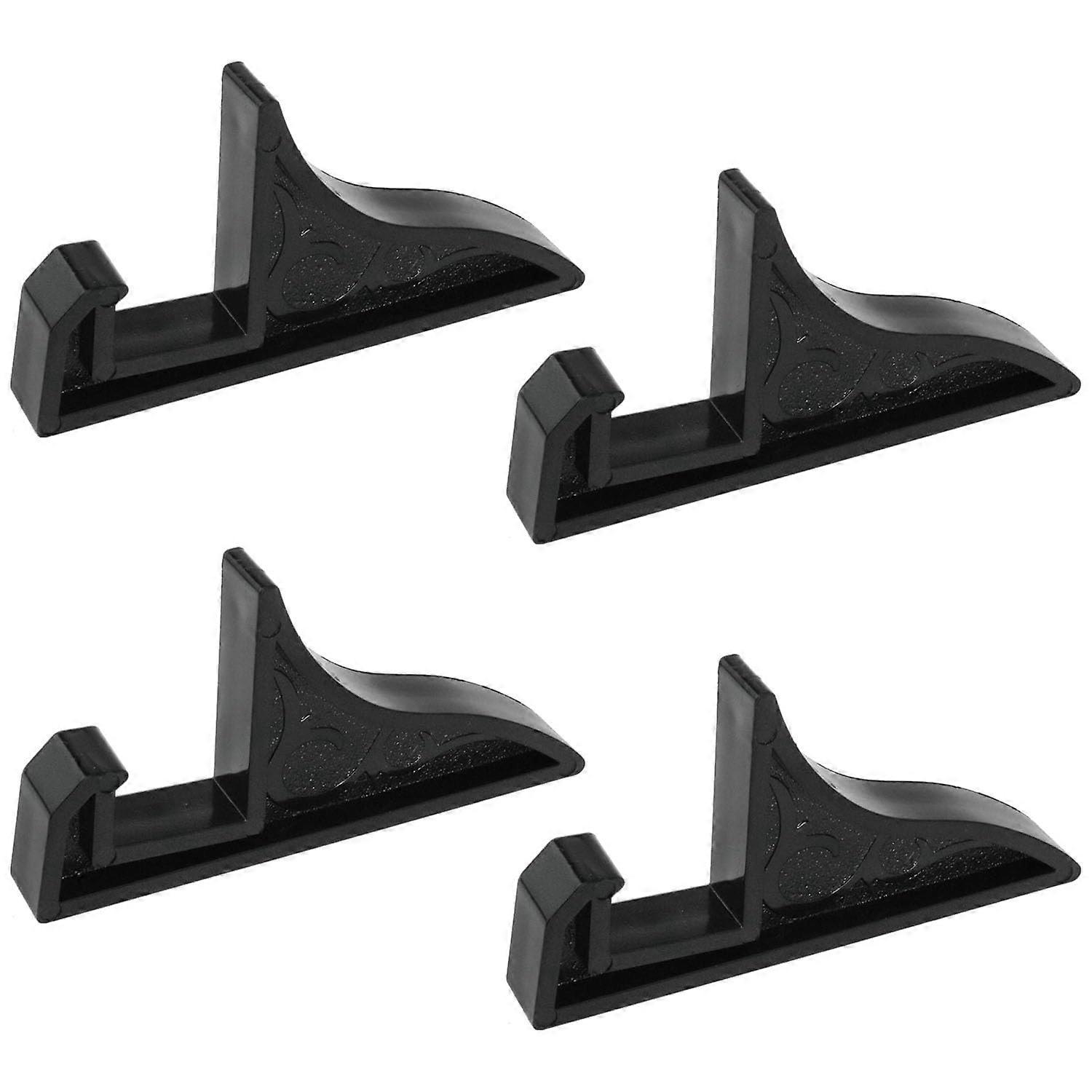 4 PCS Black Plastic Plate Stand Set  Versatile Display Stand for Photos, Cards and Small Frames