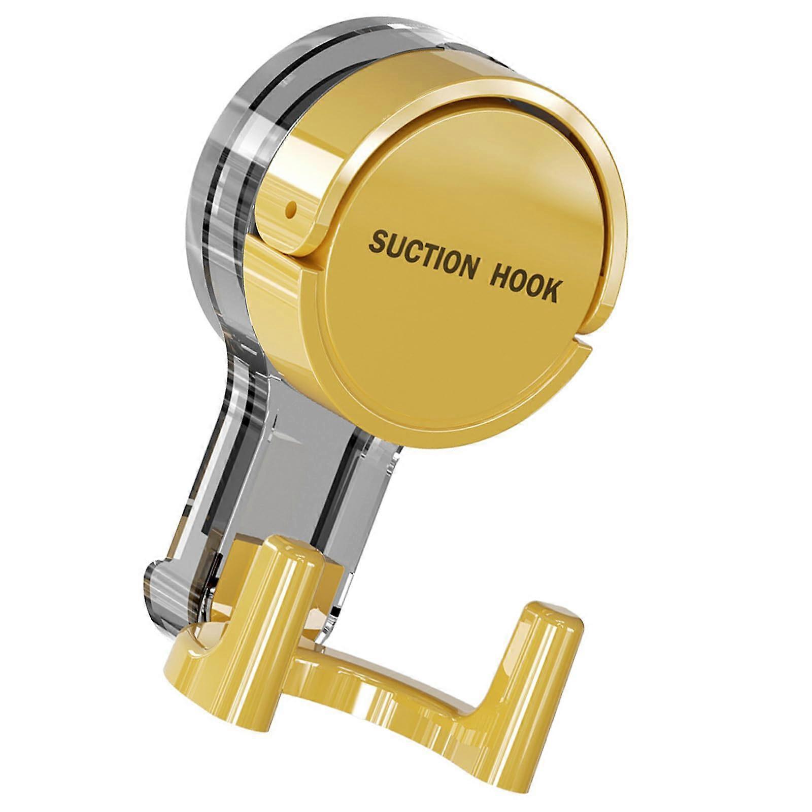 Suction Cup Hooks with NoDrill Adhesive for Bathroom and Kitchen, Reusable ABS Yellow