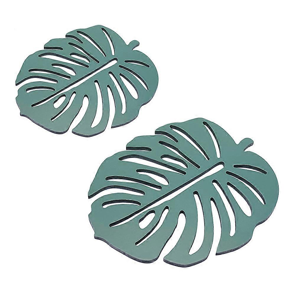 Green Leaf Shaped Tableware Mat for Restaurant Use 2Pcs Pads