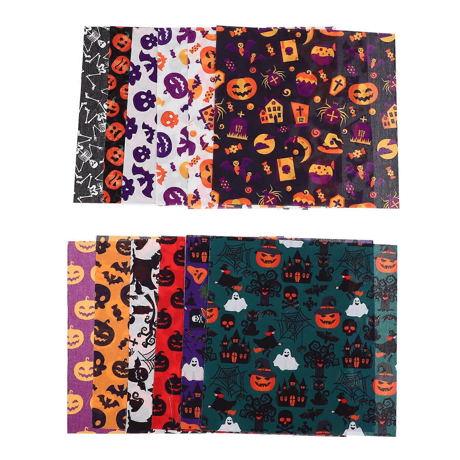 Halloween Patchwork Cloth for DIY Sewing Fabric 12 Pieces Multi Color