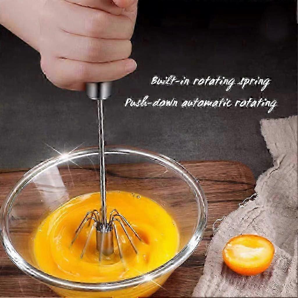 Stainless Steel Hand-push Egg Beater - Multi-function Milk Frother Mixer