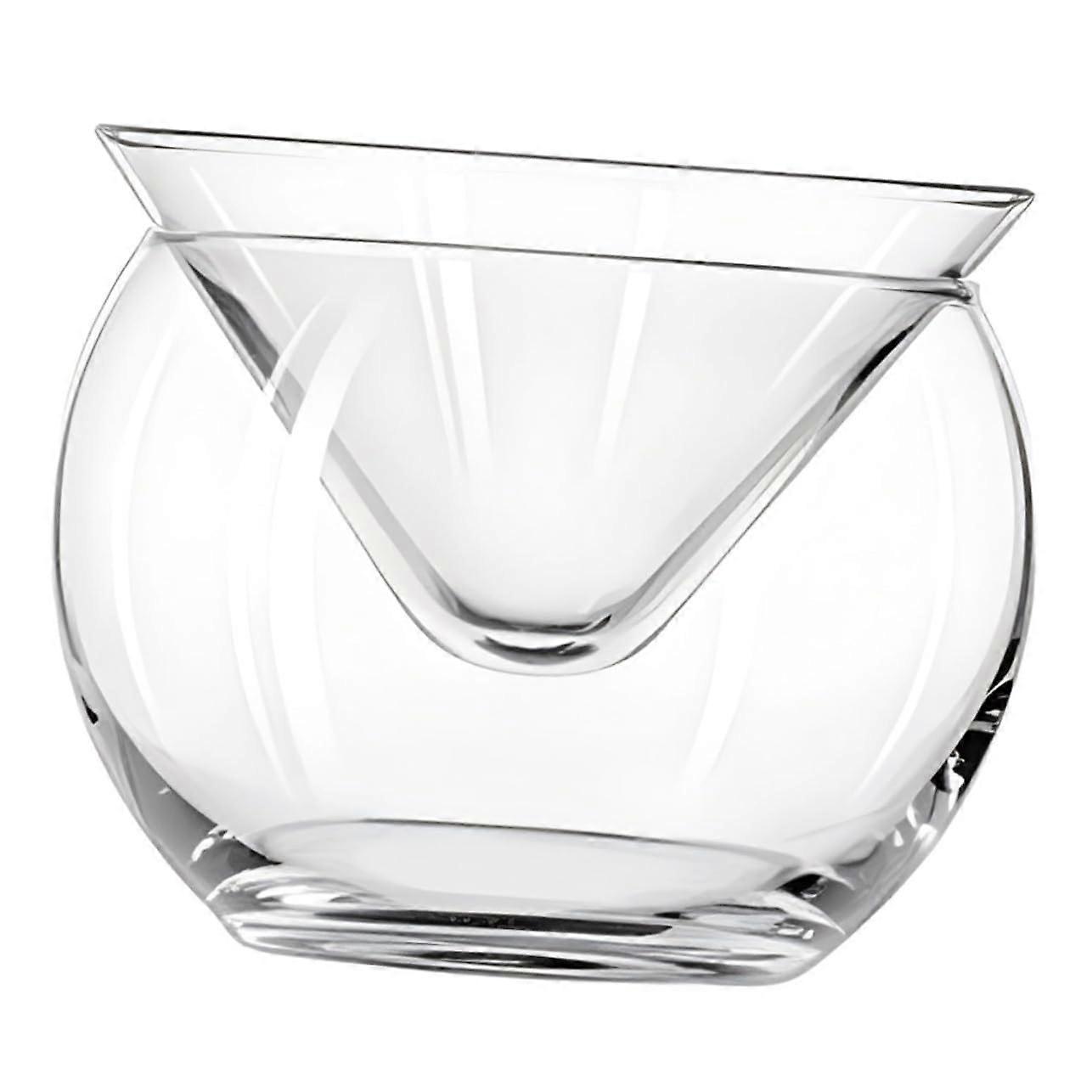 Glass Serving Bowl with Ice Holder Base, Elegant Triangular Design for Shrimp, Salad and Appetizers