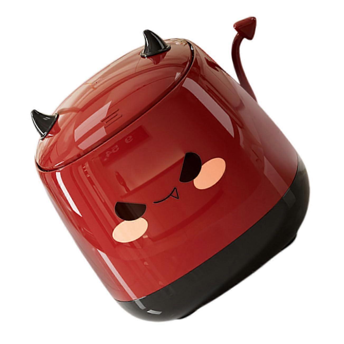 Desktop Trash Can with Lid Cute Demon Red Mini Waste Bin for Office Home Study Clutter Desk
