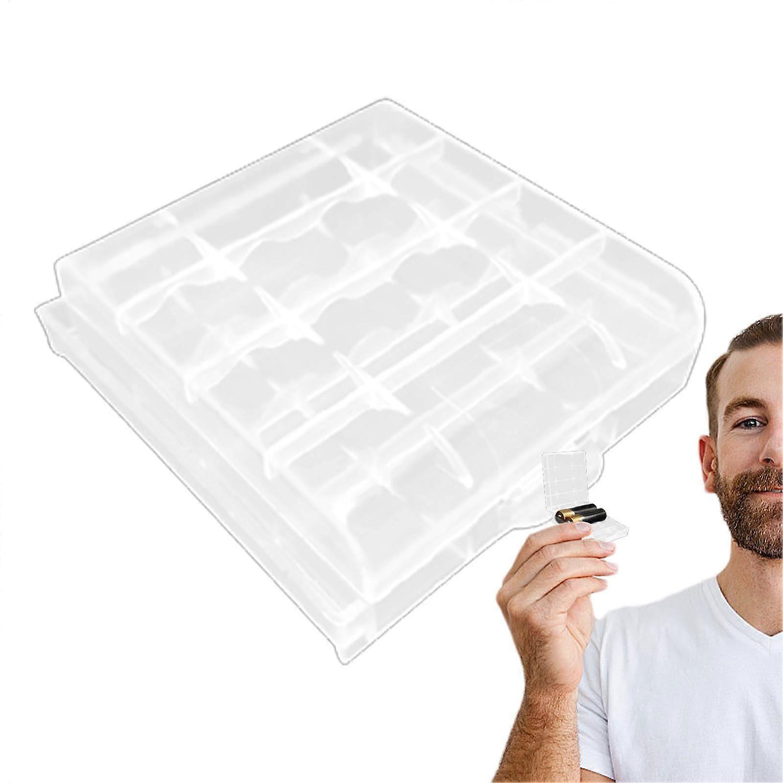 Battery Storage Case with Lid, Clear AA Battery Organizer, Transparent Compact Holder D8