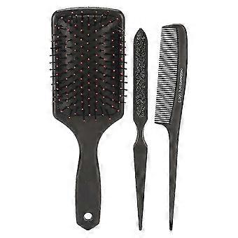 Ensemble de peignes à cheveux - 3pcs peigne à queue Paddle peigne à cheveux et brosse à cheveux pour un démêlage et un coiffage faciles