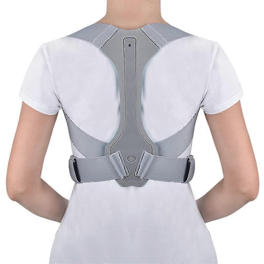 Posture Corrector Back Support Brace with Adjustable Straps for Men and Women Gray L