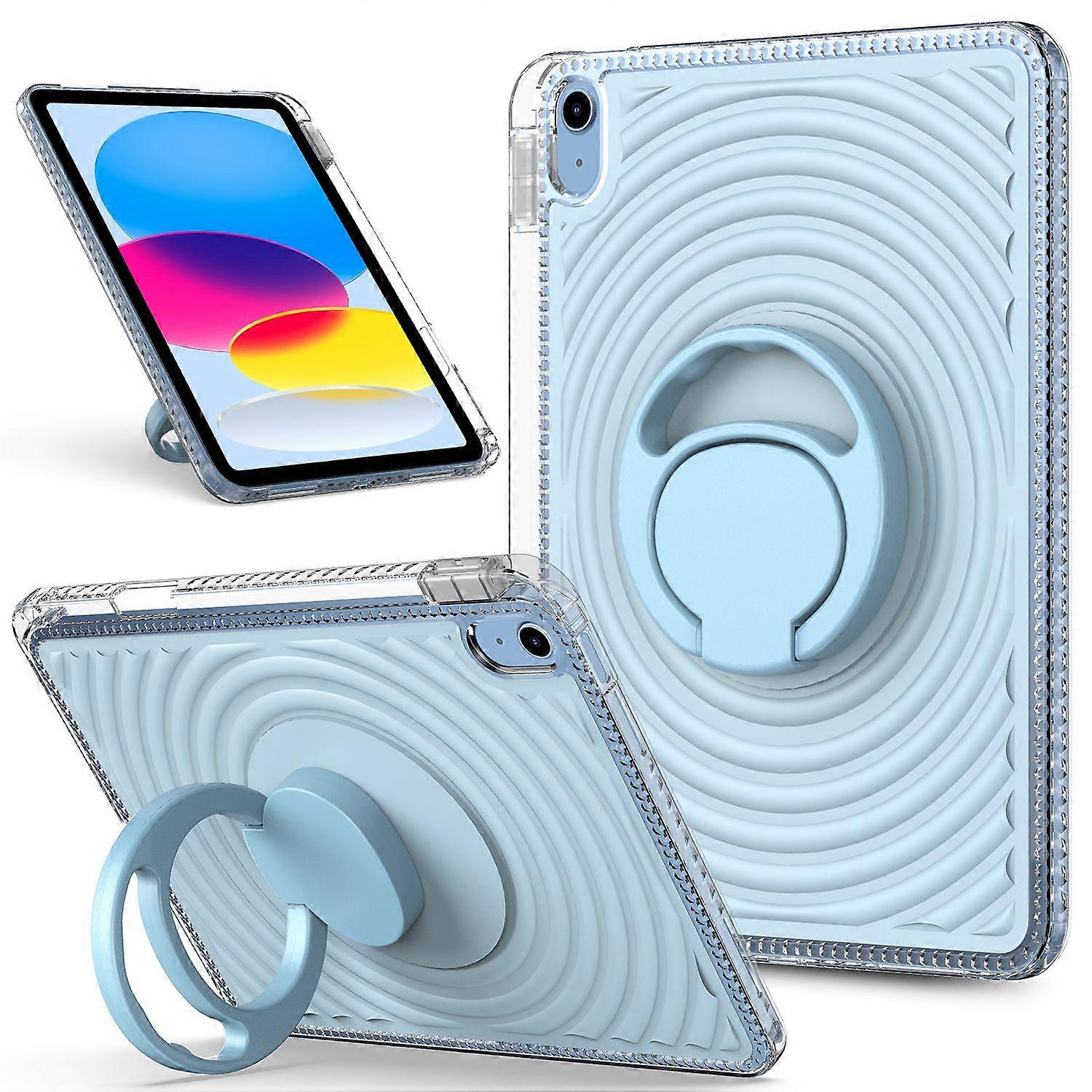 For iPad (2025)/10.9 (2022) Case Kickstand Wave Pattern Shockproof TPU + PC Tablet Cover