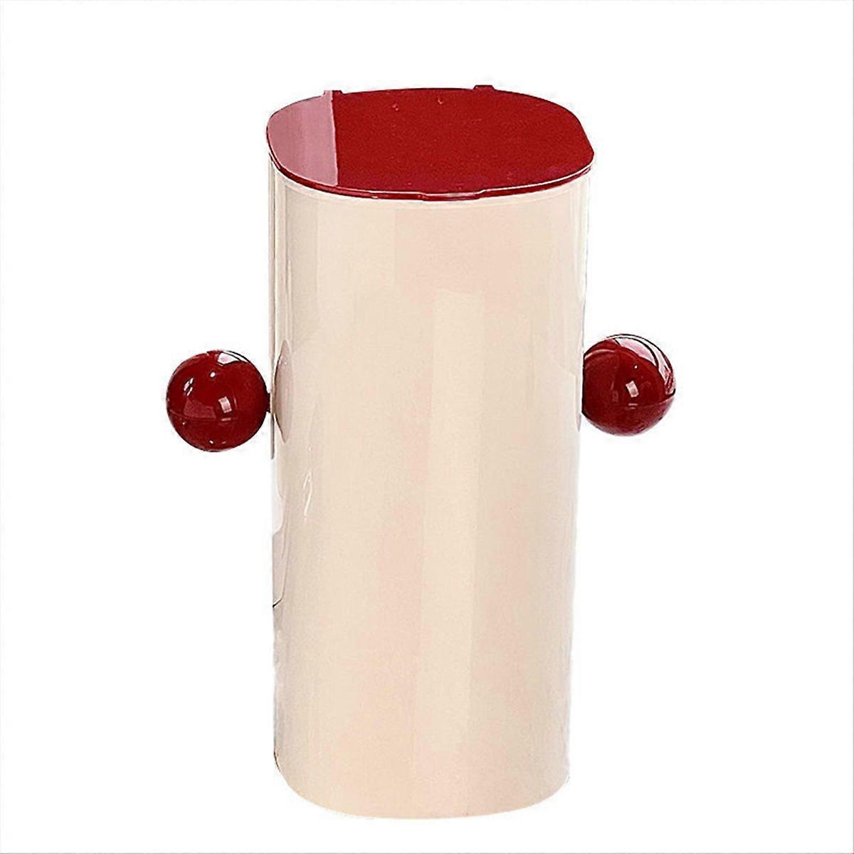 Automatic Lifting Four-Compartment Makeup Brush Storage Holder, Red