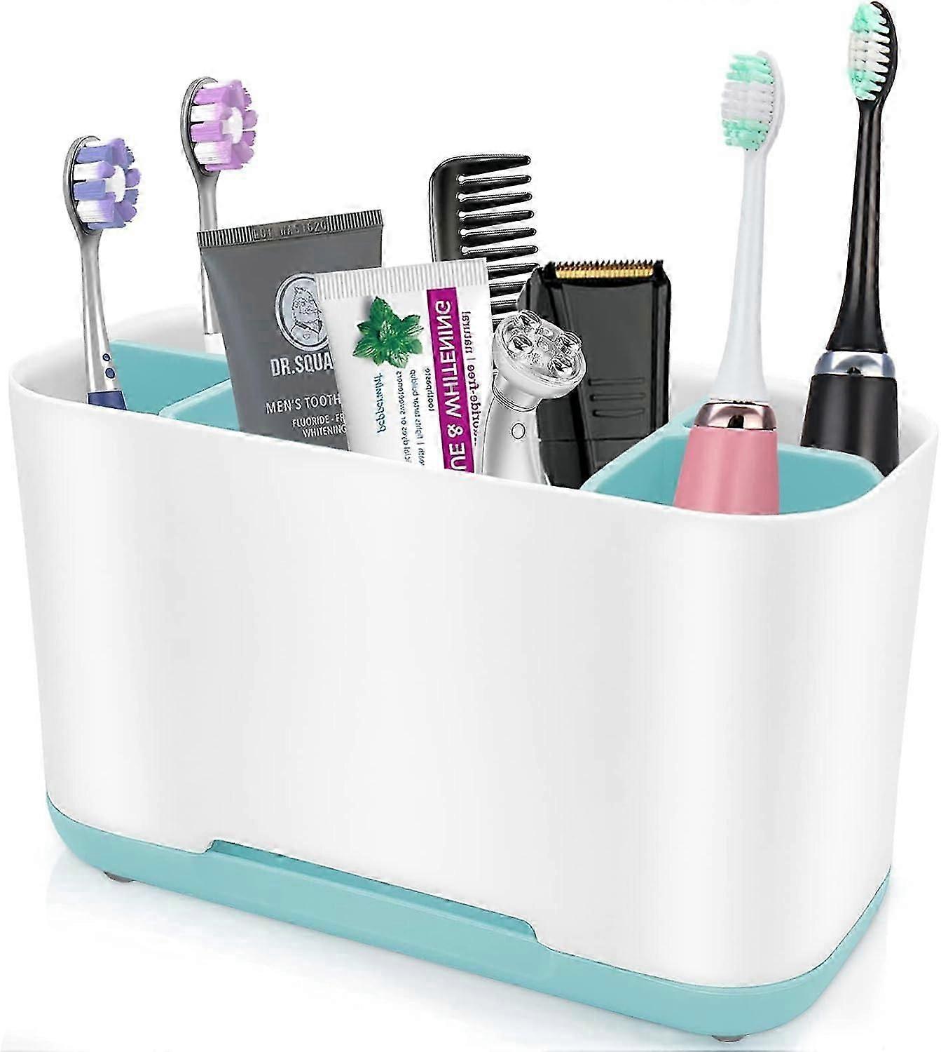 Plastic removable, easy-to-clean multifunctional storage, large electric toothbrush and toothpaste storage box (blue)
