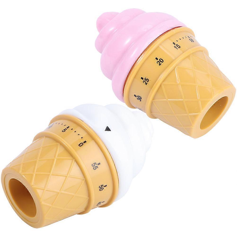 Mechanical Timer Ice Cream Timer for Kitchen 2Pcs Plastic Countdown Clock