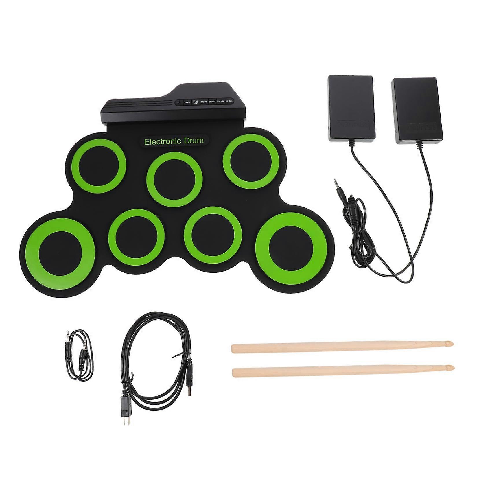 Portable Electronic Drum Kit with Foldable Roll Up Design, Realistic HiHat Control, USB Output