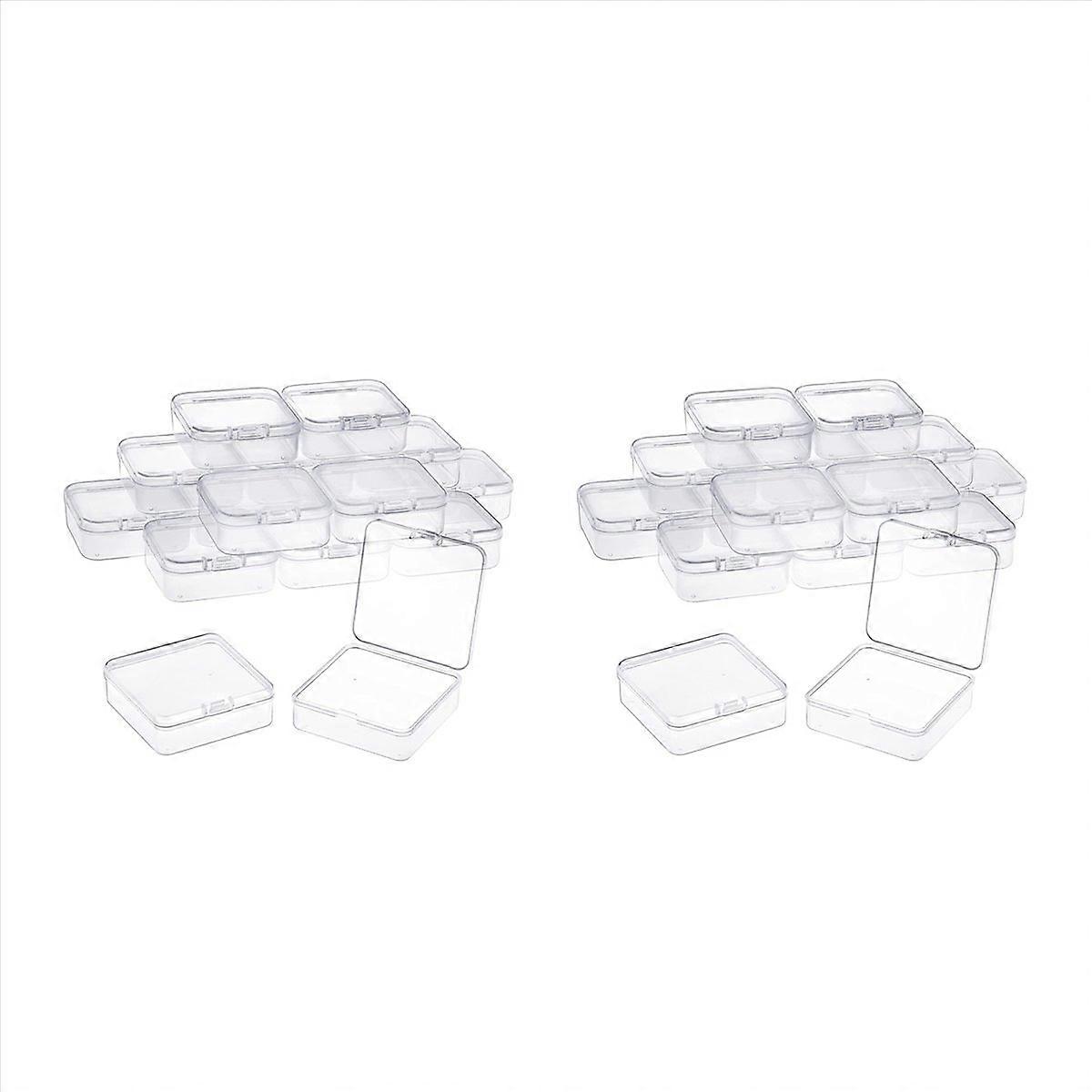 32 Pack Clear Plastic Beads Storage Containers Box with Hinged Lid for Small Items, Diamond, Beads (